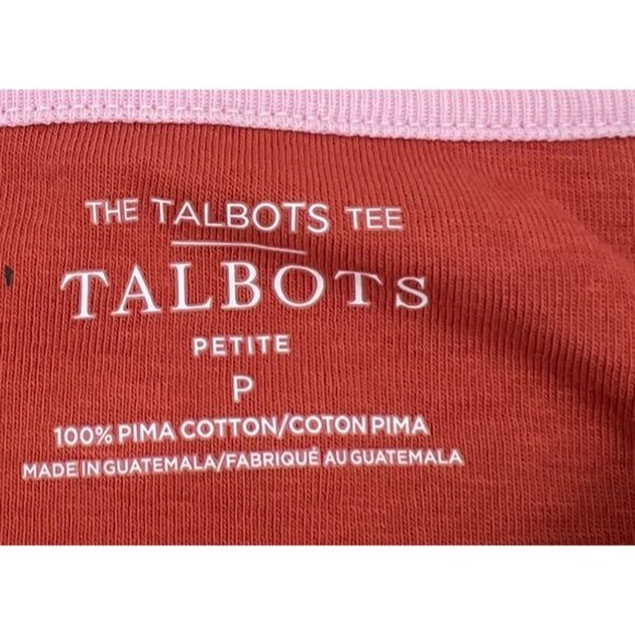 Talbots Petite Pima Cotton Long Sleeve Rust Red Tee Shirt P - Picture 2 of 4